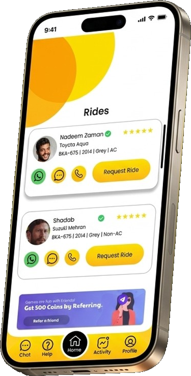 Traveling Partner app showing available rides