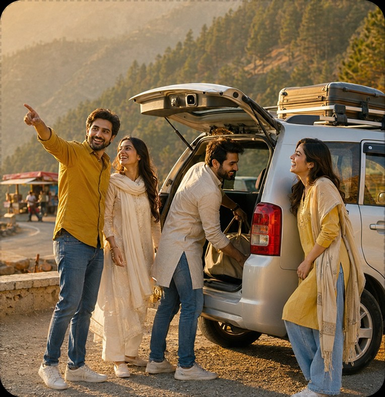 Friends enjoying a weekend road trip with Traveling Partner